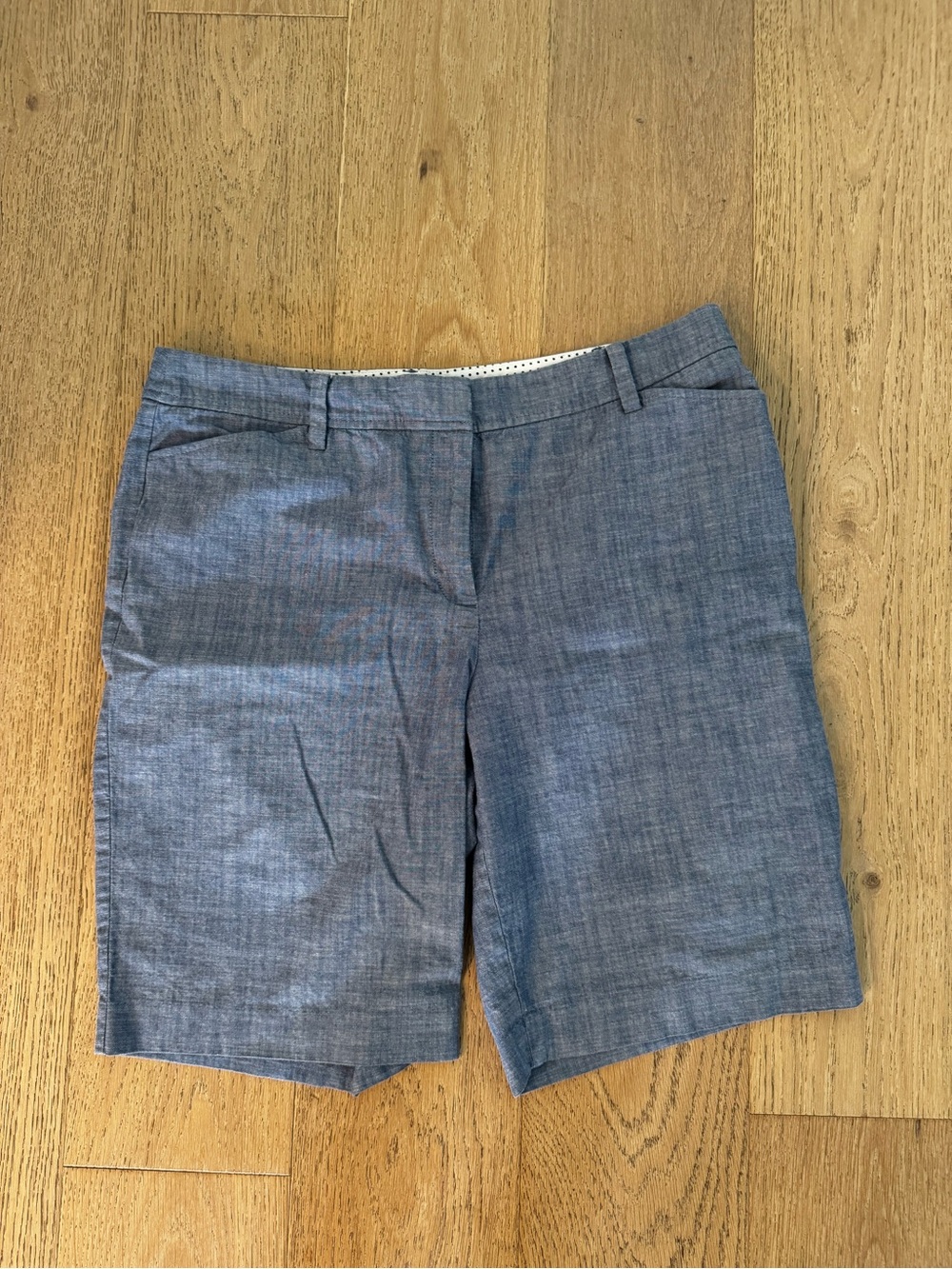 Talbots Chambray-Style Bermuda Shorts - Light Blue